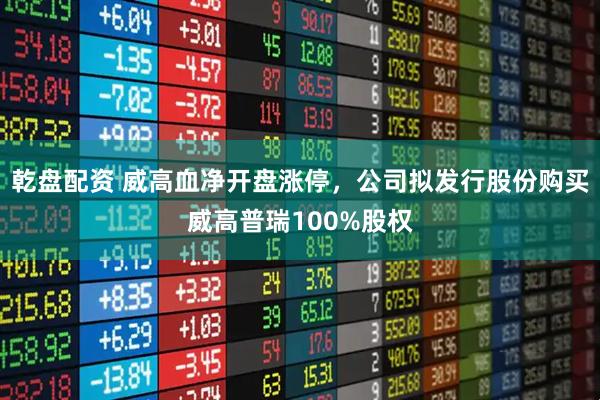 乾盘配资 威高血净开盘涨停，公司拟发行股份购买威高普瑞100%股权